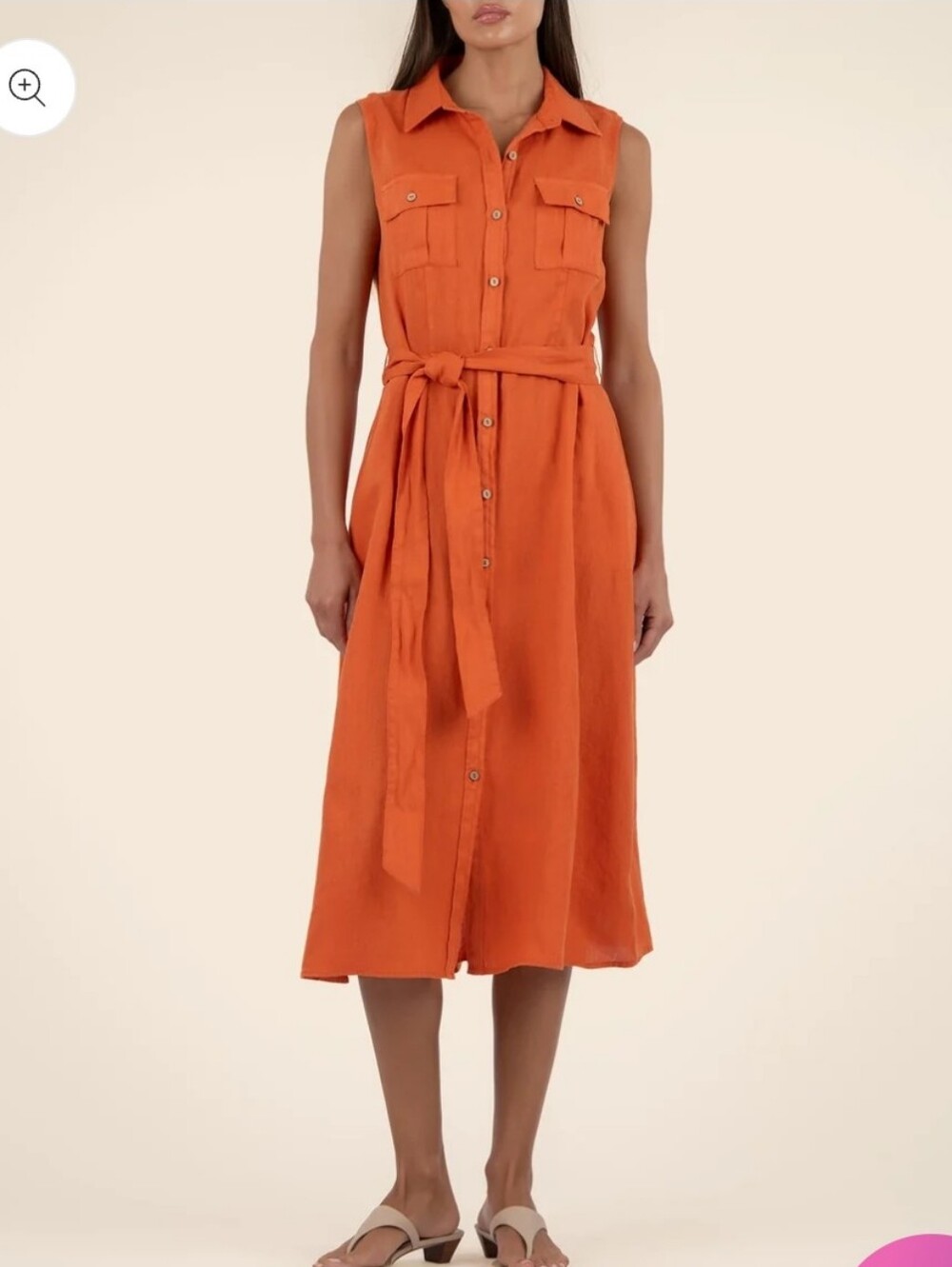 Kut Sleeveless Button-Front Midi Shirt Dress Burnt Orange Dress Y2K Cottagecore